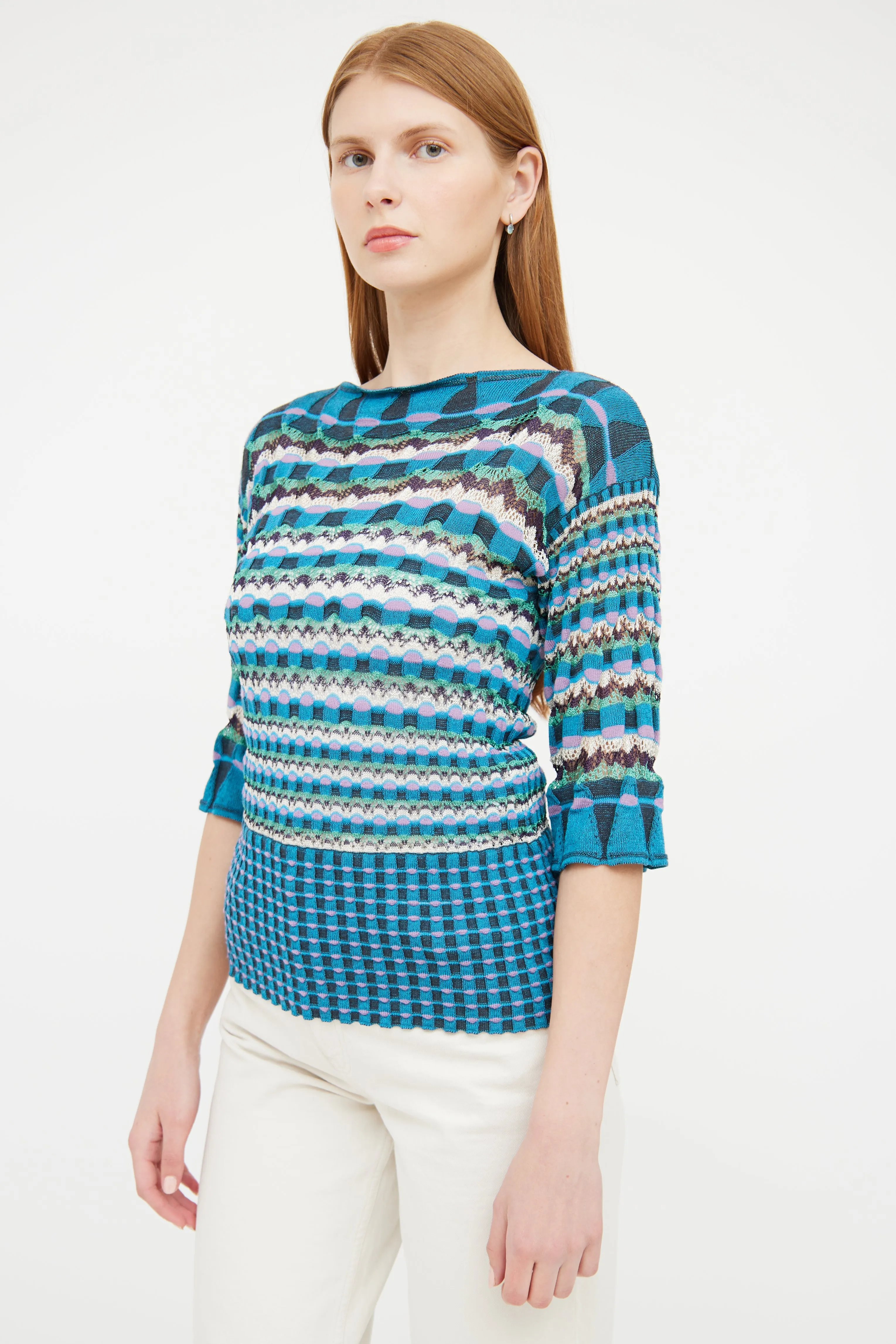 Blue & Multi Knit Top