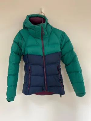 Blue and green hooded puffer jacket, Rab, Size 8 (Polymide)