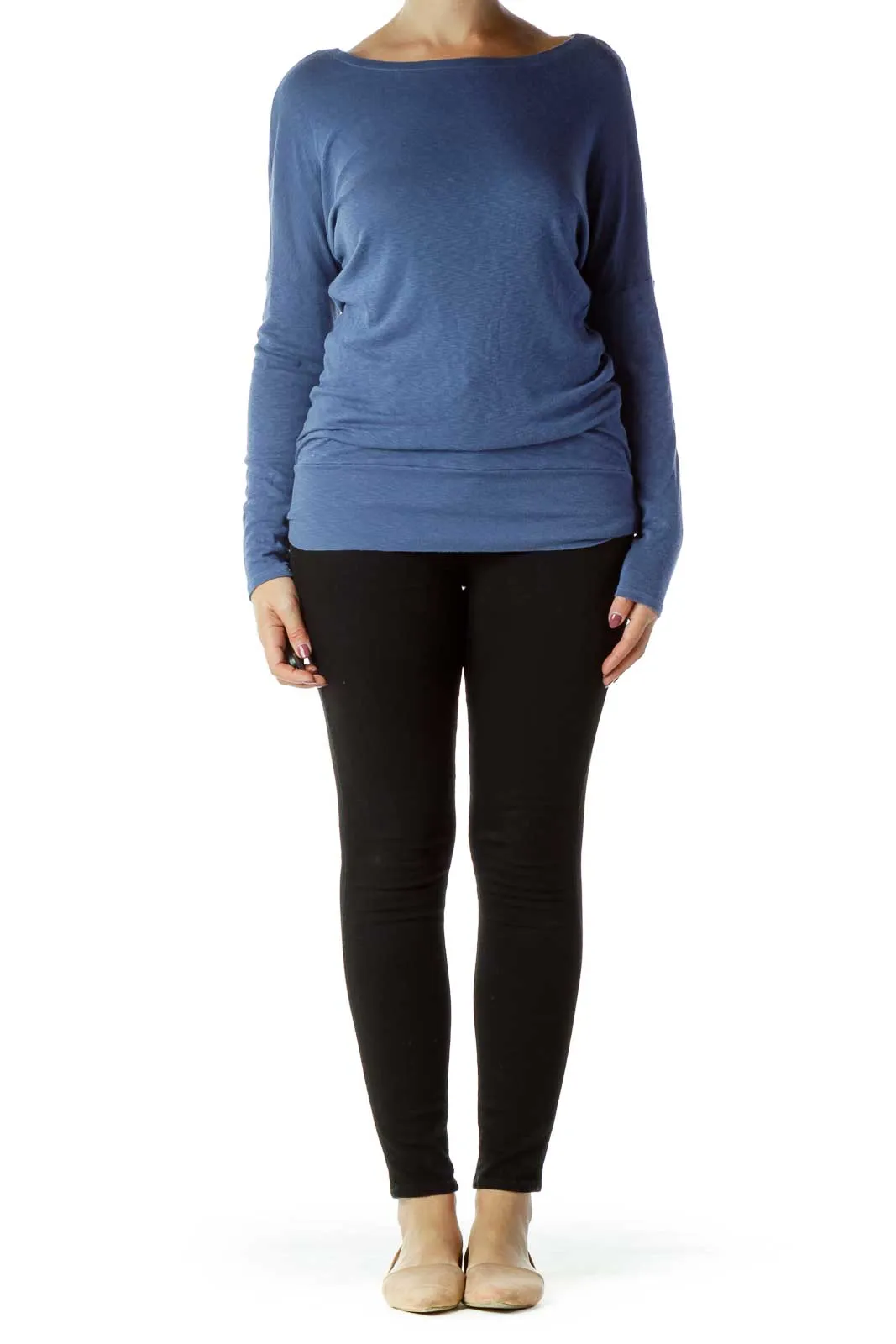 Blue Round Neck Knit Top