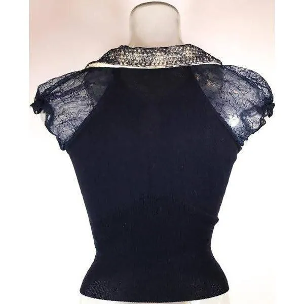 BLUMARINE Navy Blue Knit Cotton Top | Size 38