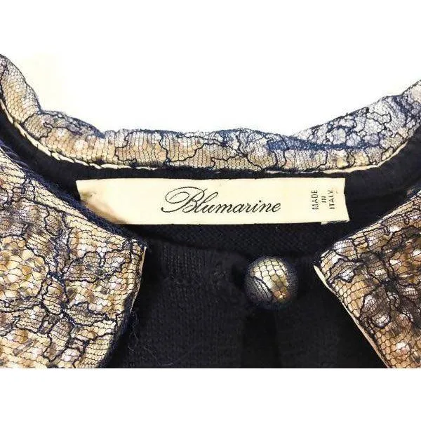 BLUMARINE Navy Blue Knit Cotton Top | Size 38