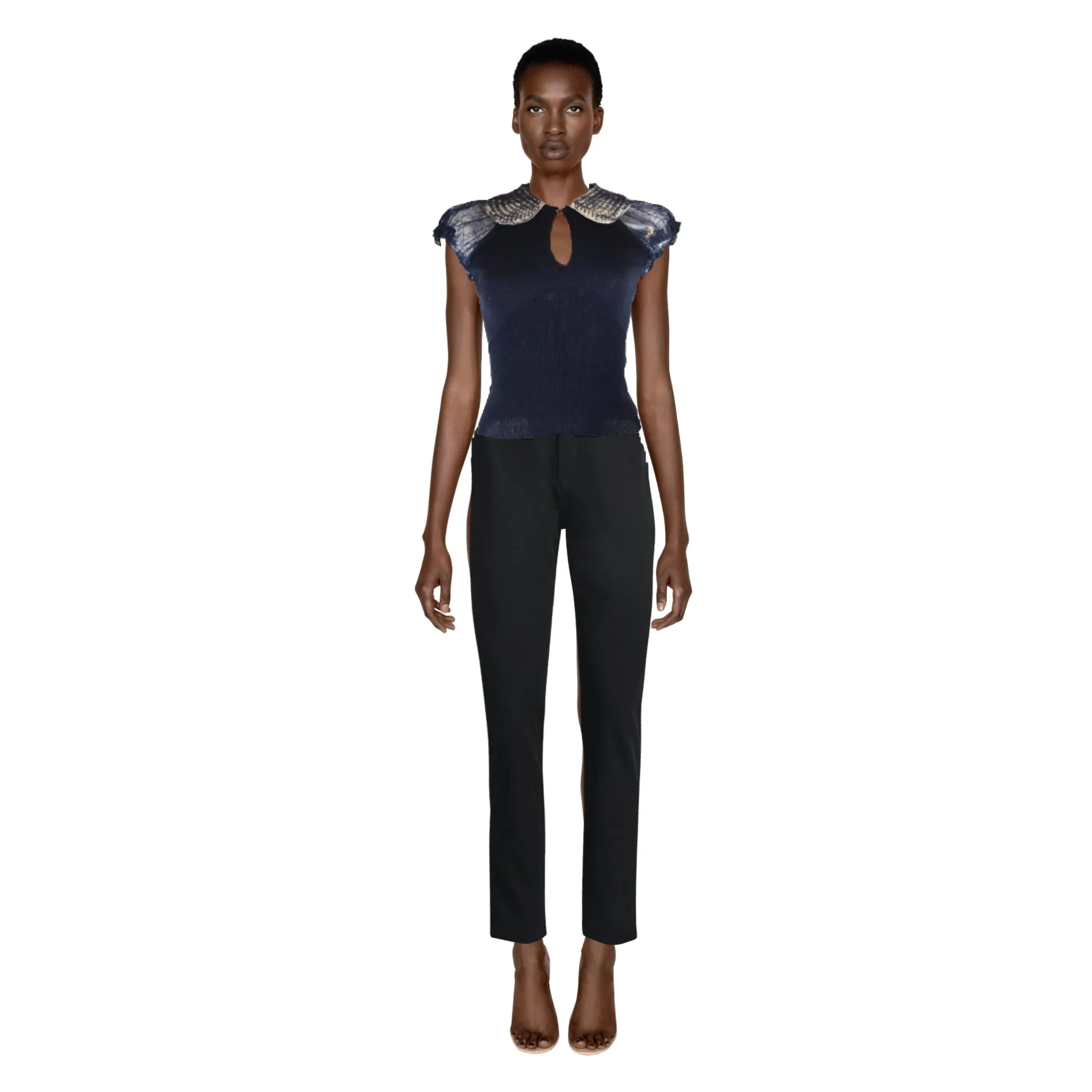 BLUMARINE Navy Blue Knit Cotton Top | Size 38