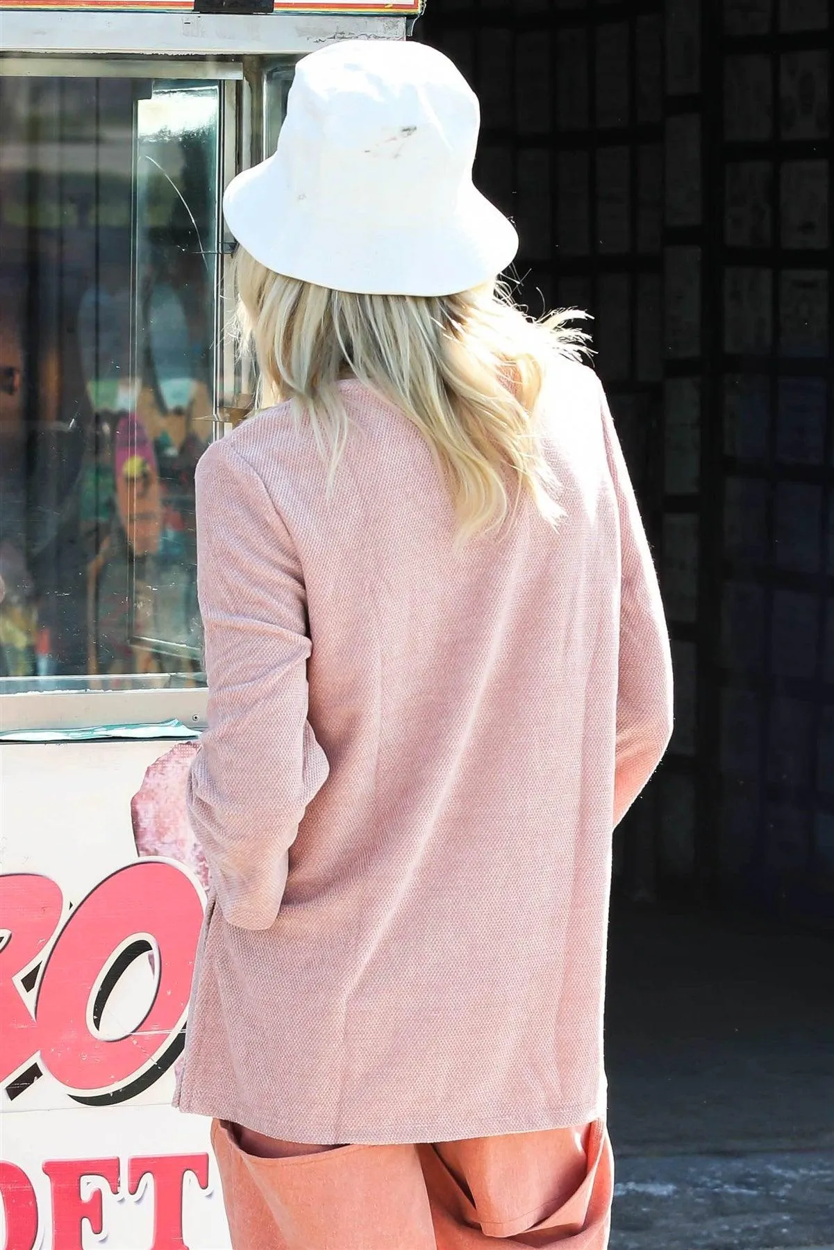 Blush Velvet Textured Kimono Midi Sleeve Top /1-1-1