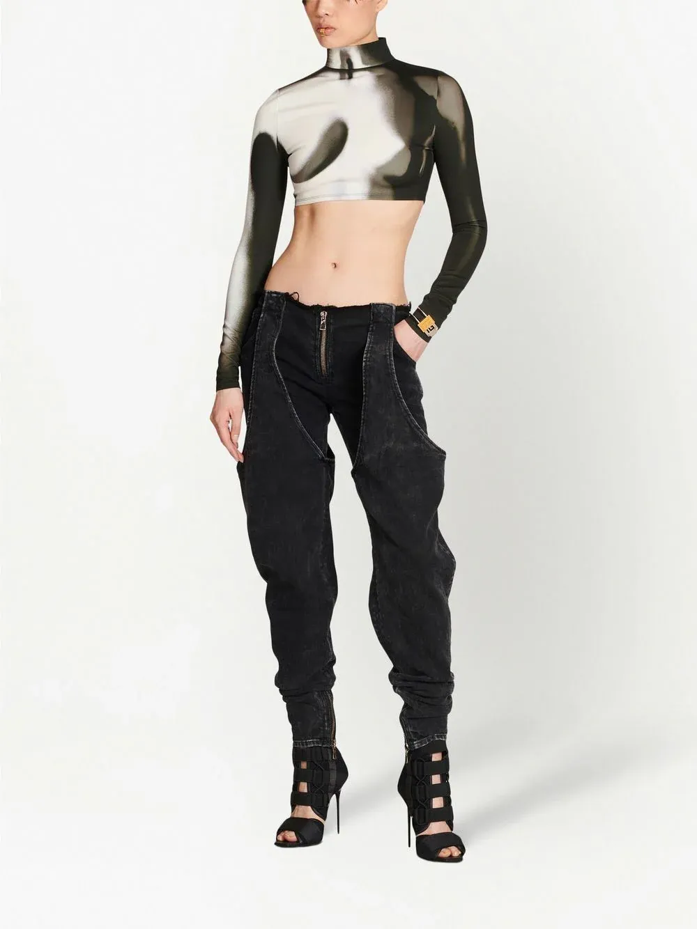 Body Print Jersey Cropped Top