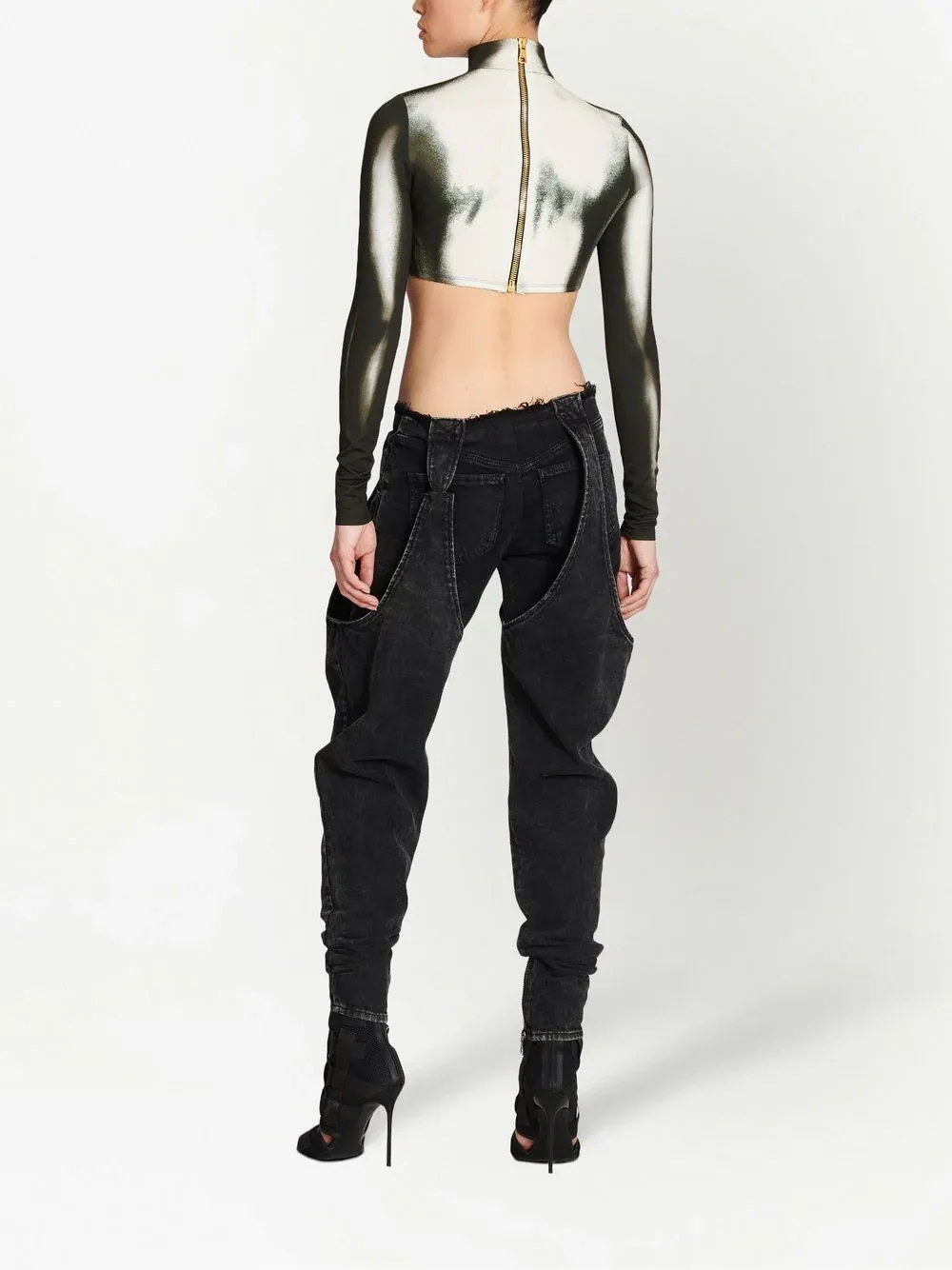 Body Print Jersey Cropped Top
