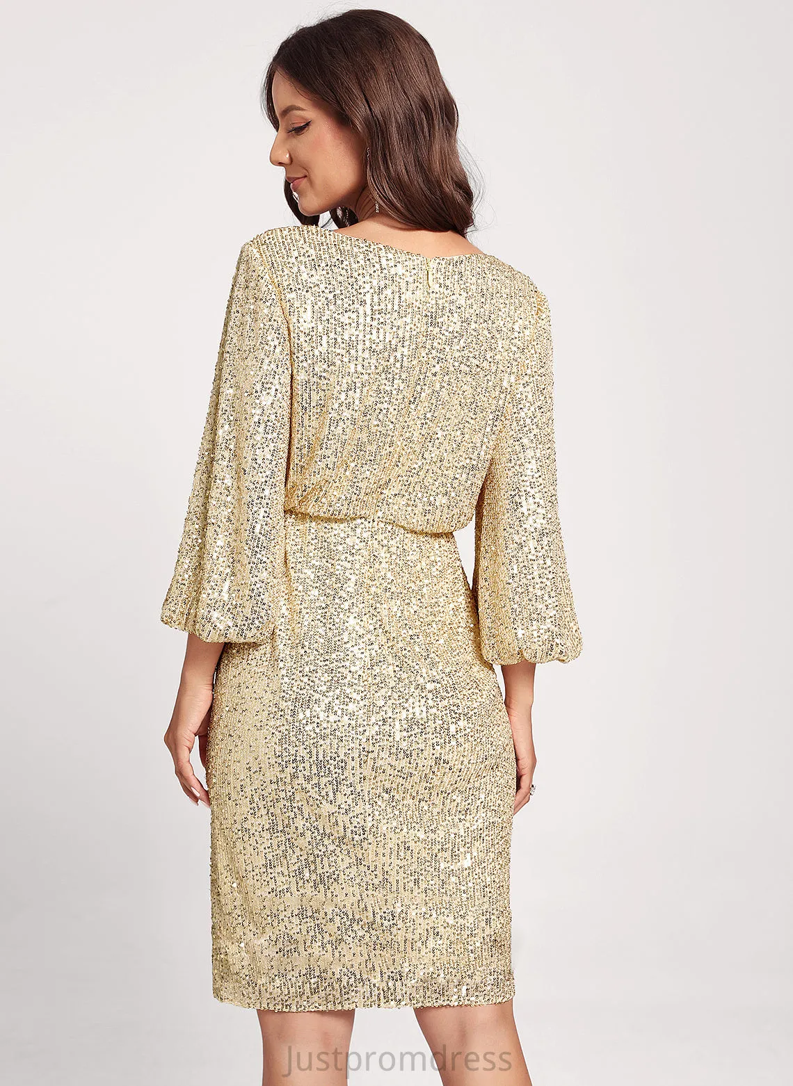 Bodycon Dress Knee-Length Lillie Sequined V-neck Cocktail Club Dresses