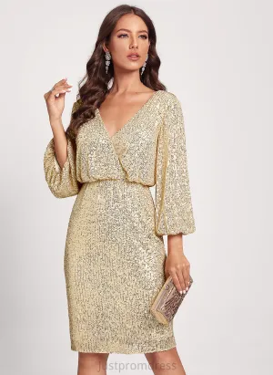 Bodycon Dress Knee-Length Lillie Sequined V-neck Cocktail Club Dresses