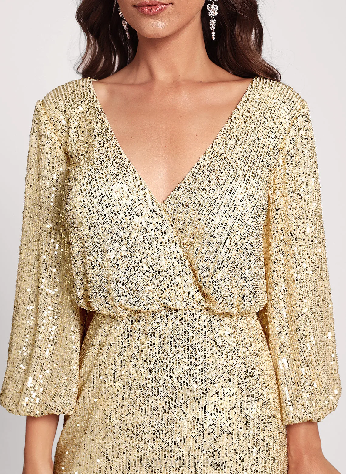 Bodycon Dress Knee-Length Lillie Sequined V-neck Cocktail Club Dresses