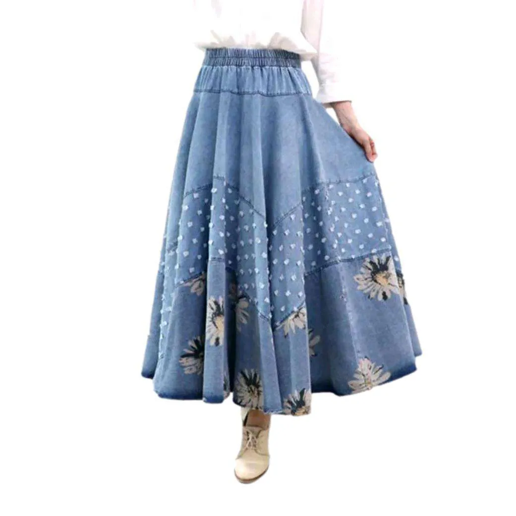 Bohemian light maxi denim skirt