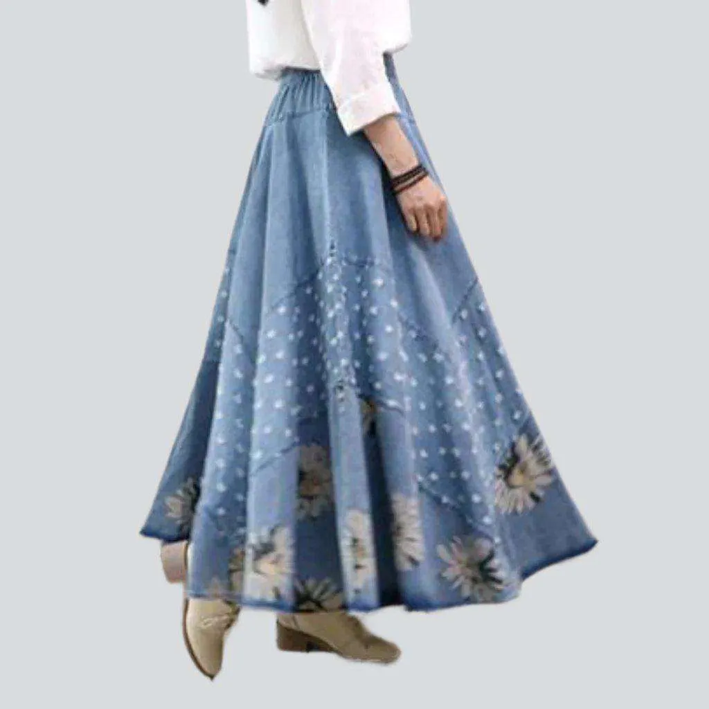 Bohemian light maxi denim skirt