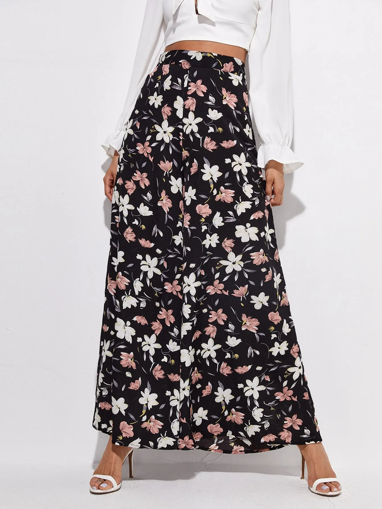 Boho All Over Print Zipper High Waist Long Women Pants