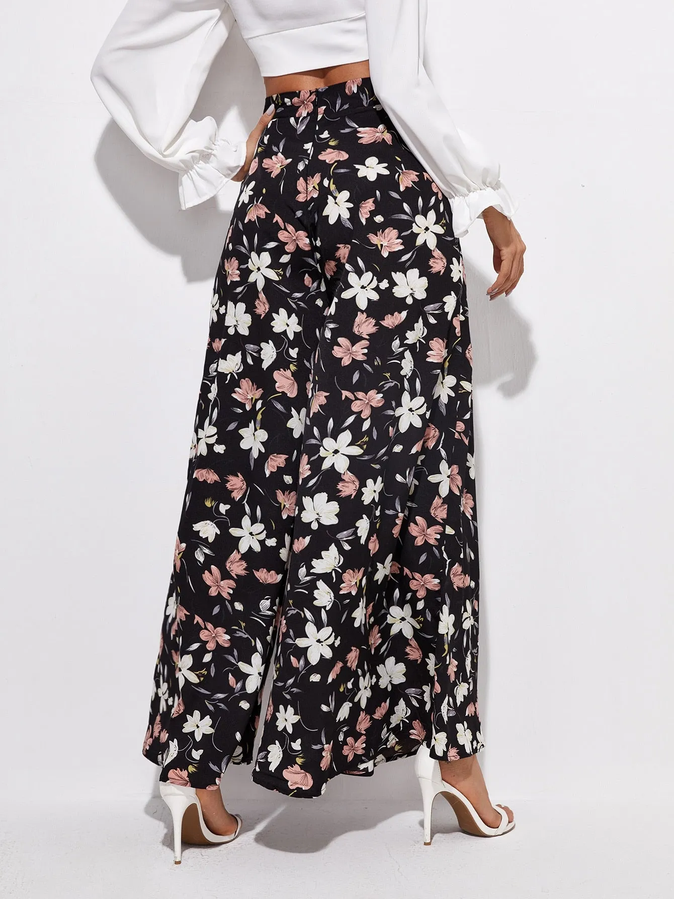 Boho All Over Print Zipper High Waist Long Women Pants