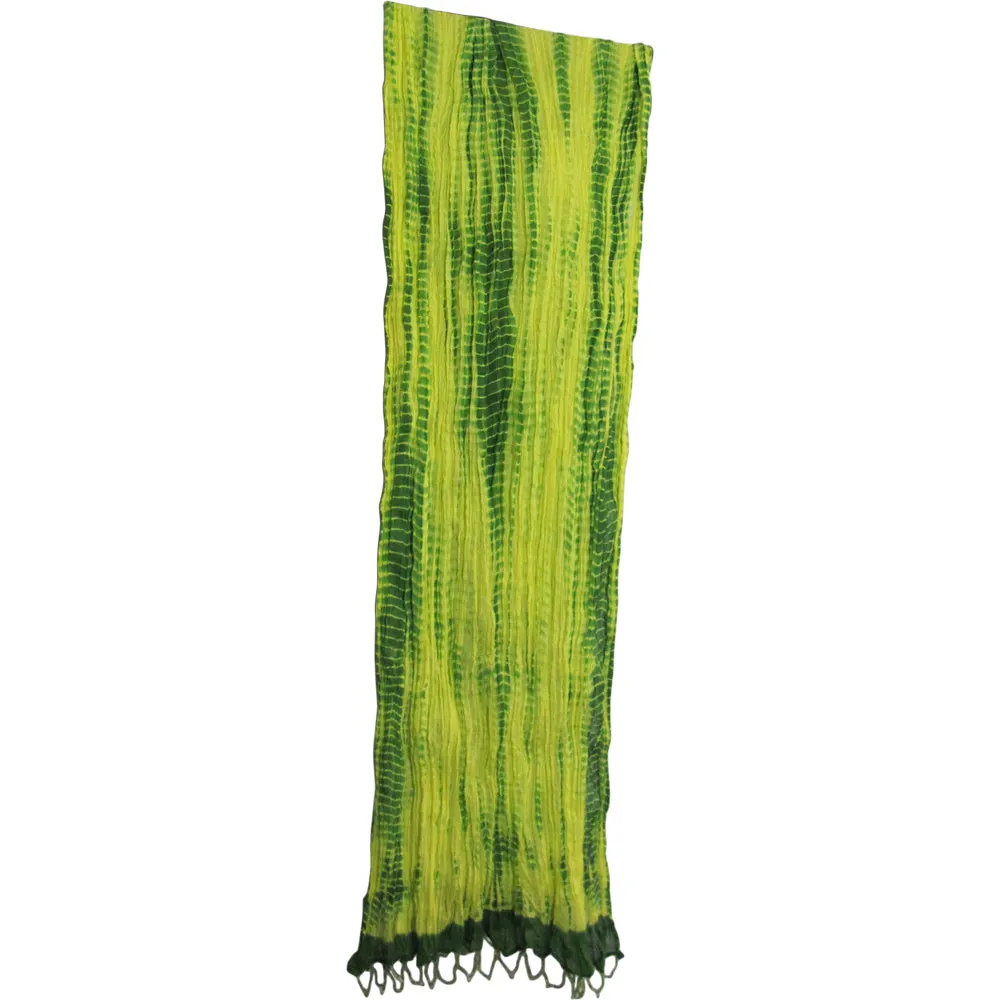Boho Crinkled Indian Cotton Beaded Fringe Tie-Dye Fashion Long Scarf