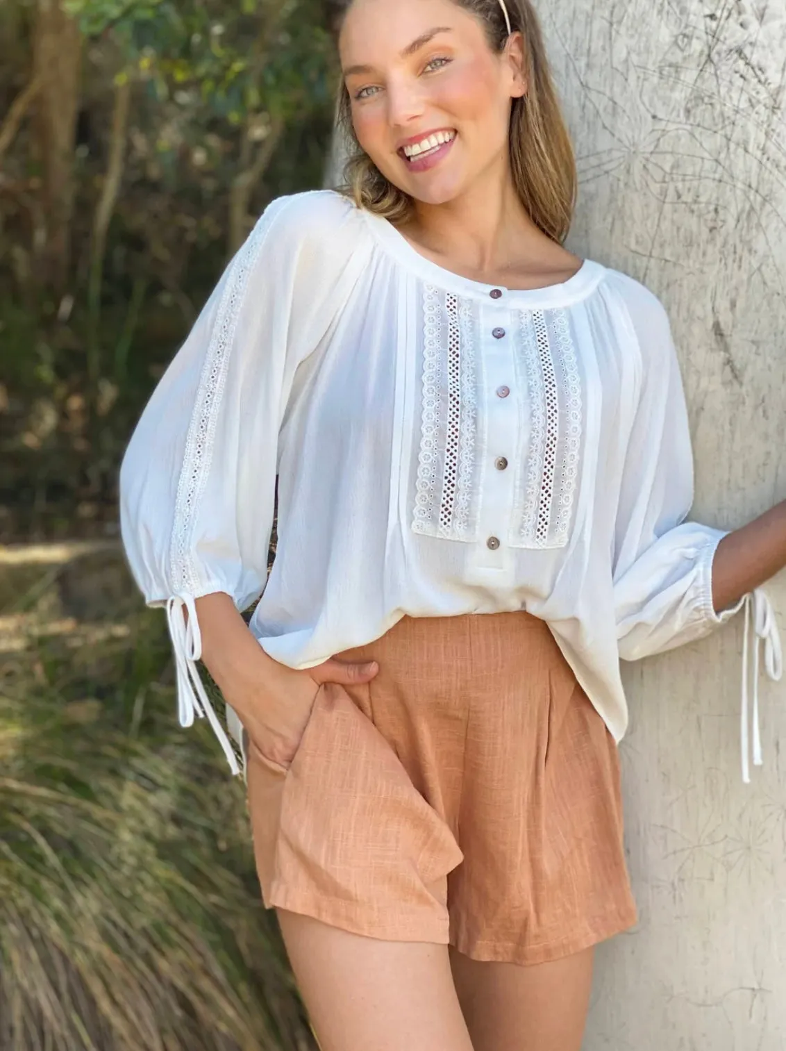 Boho front lace top