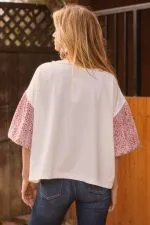 Bows Glitter Printed Detail Knit Top
