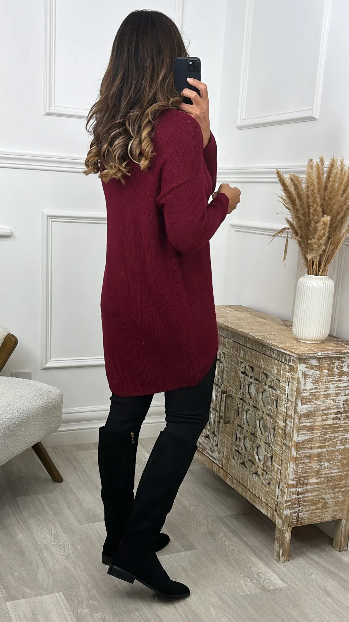 Brid Wine Dipped Hem Jumper