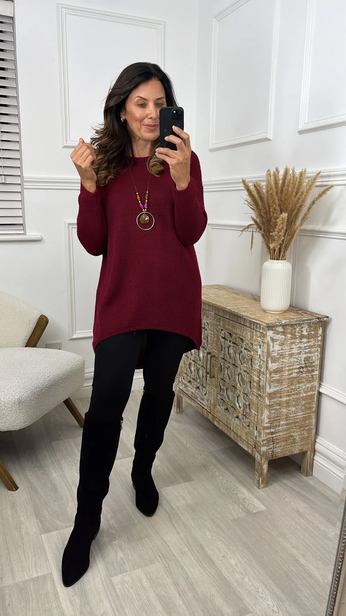 Brid Wine Dipped Hem Jumper