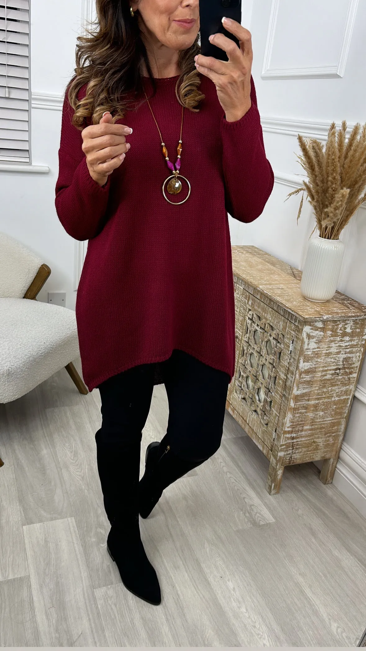 Brid Wine Dipped Hem Jumper