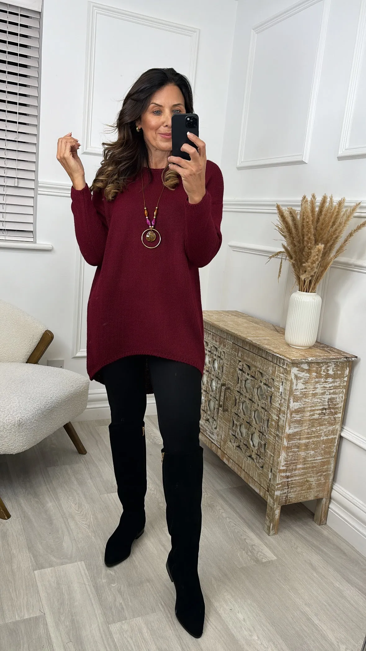 Brid Wine Dipped Hem Jumper