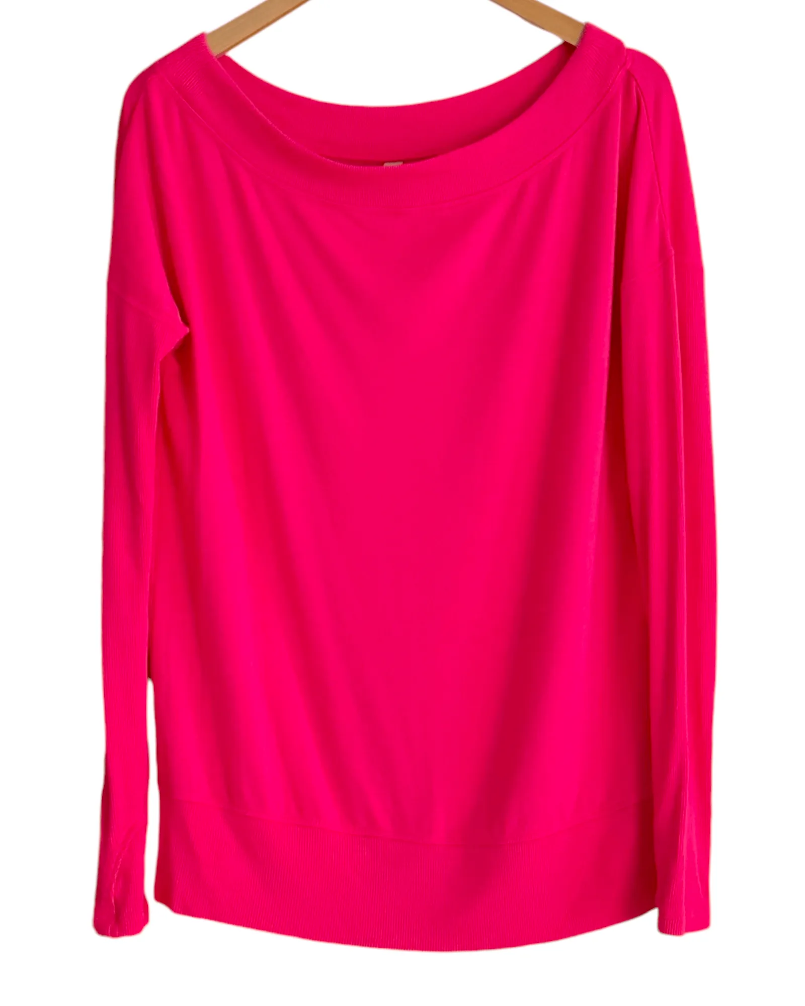 Bright Spring Glow Pink Wide-Neck Sweatshirt