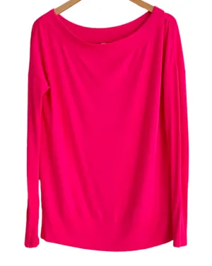 Bright Spring Glow Pink Wide-Neck Sweatshirt