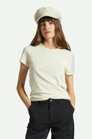 BRIXTON CAREFREE ORGANIC GARMENT DYE SLIM CREW TEE - WHITE SMOKE