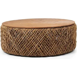 Brown Round Coffee Table With Storage Wood Top With Wood Base