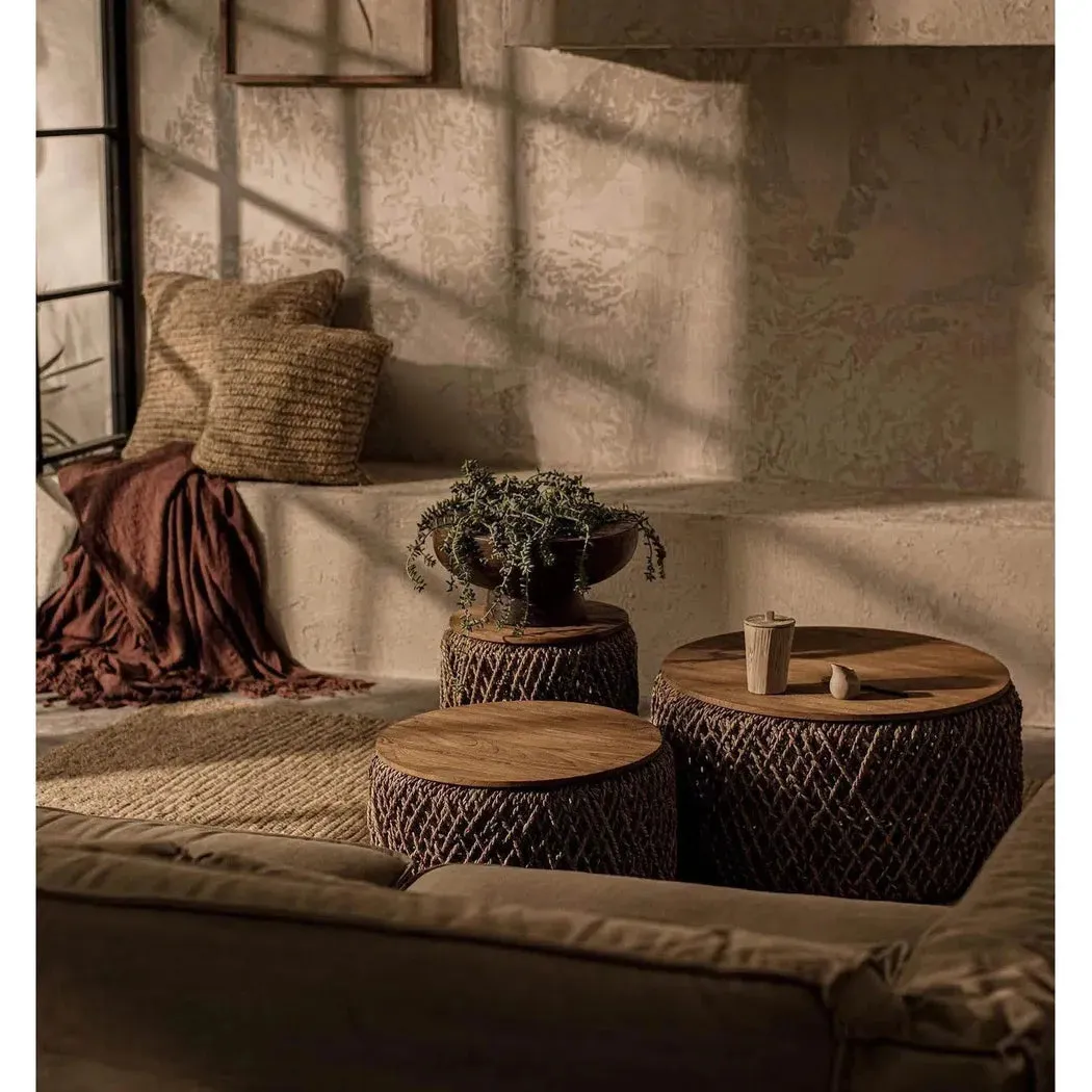 Brown Round Coffee Table With Storage Wood Top With Wood Base
