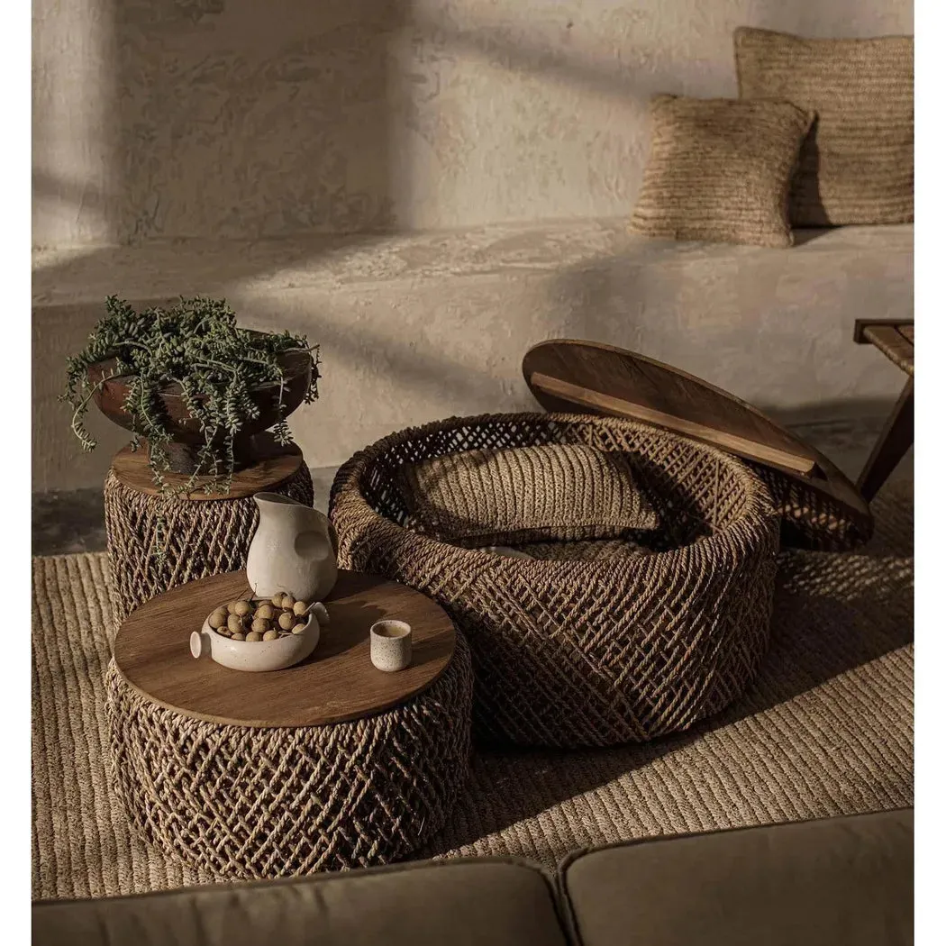 Brown Round Coffee Table With Storage Wood Top With Wood Base