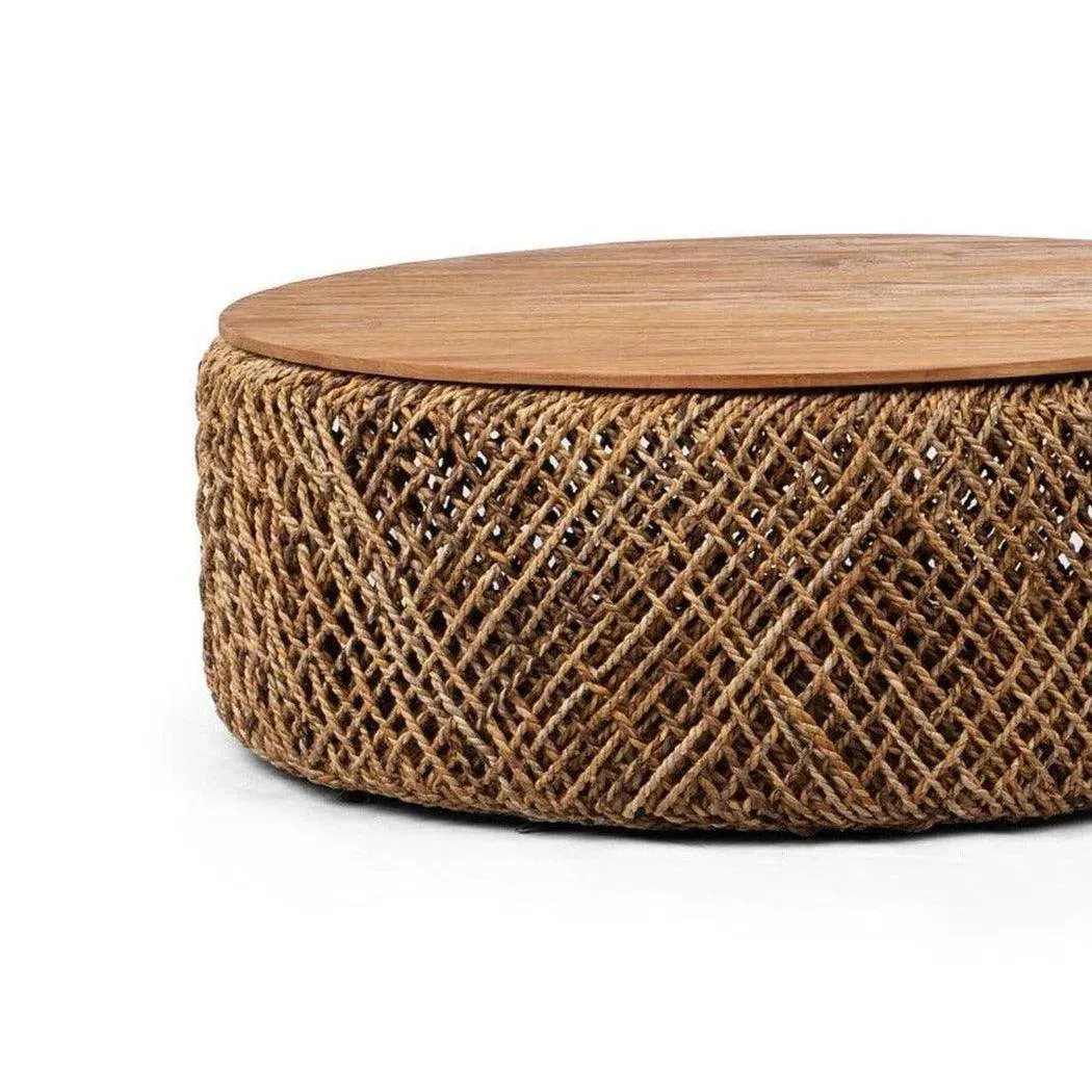 Brown Round Coffee Table With Storage Wood Top With Wood Base