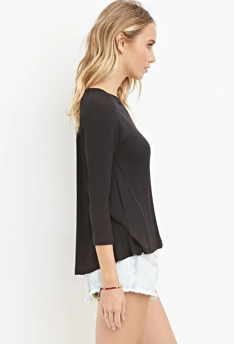 Brown Slub Knit Top