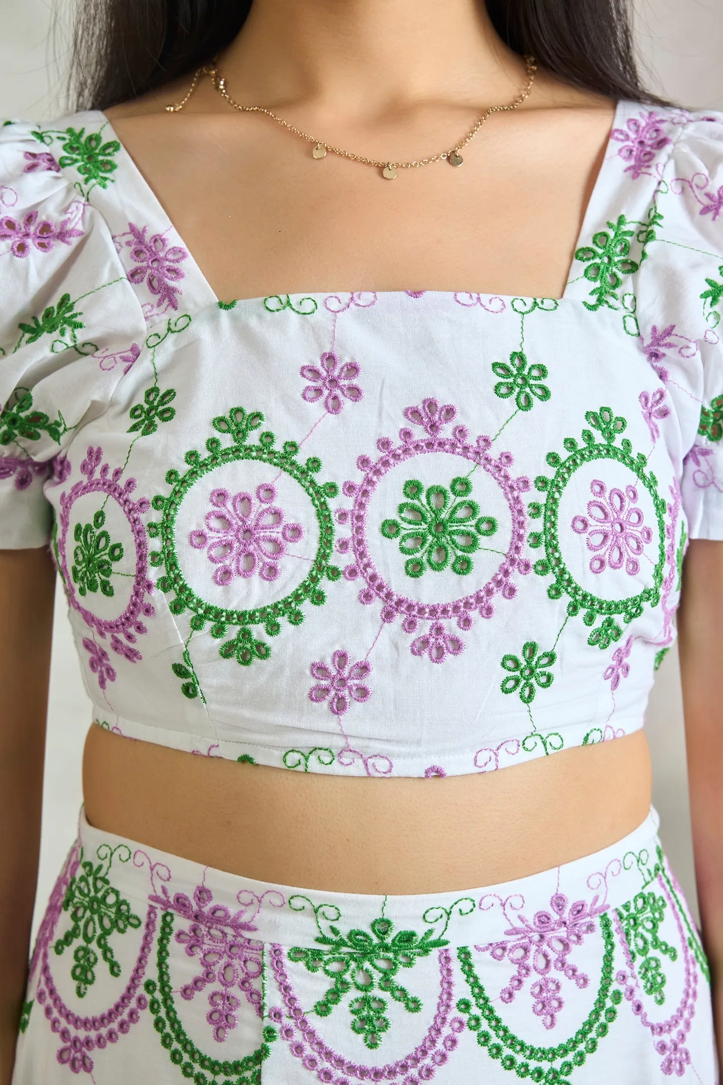 Bryony Top|Contrast Broderie Anglais Top