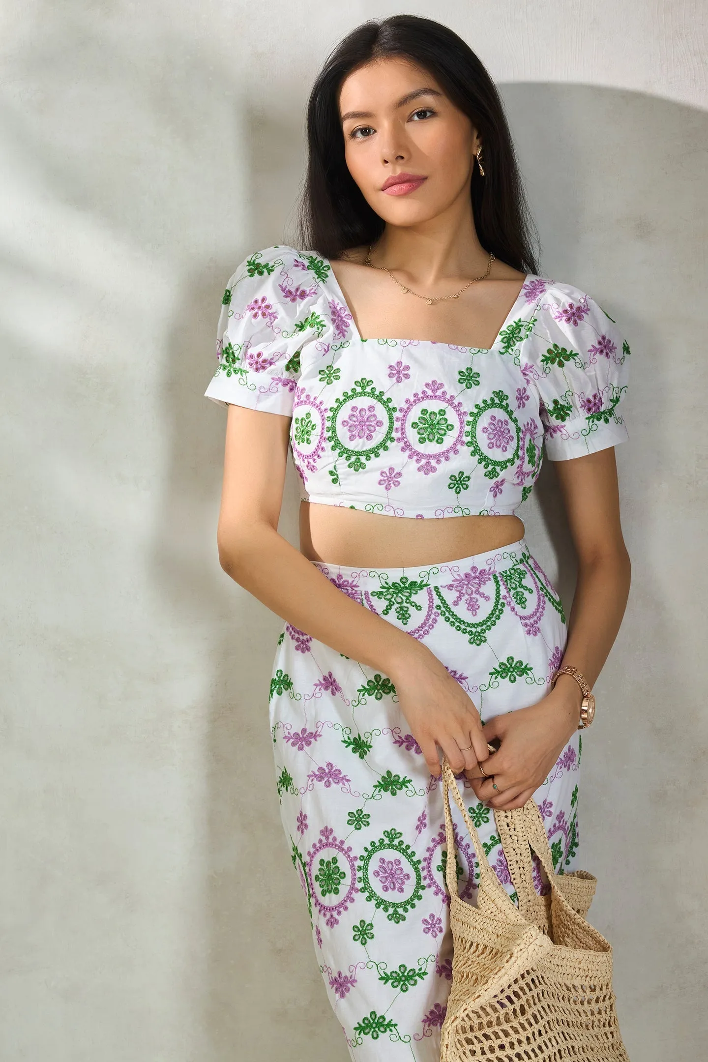 Bryony Top|Contrast Broderie Anglais Top