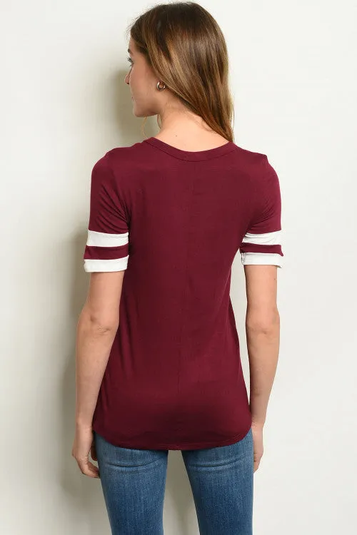 Burgundy Jersey Knit Top