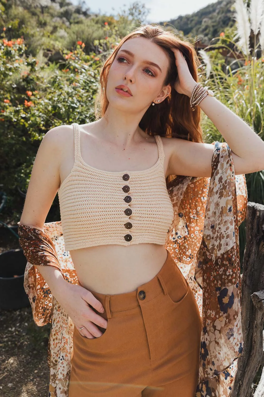 Button Down Knit Brami Top