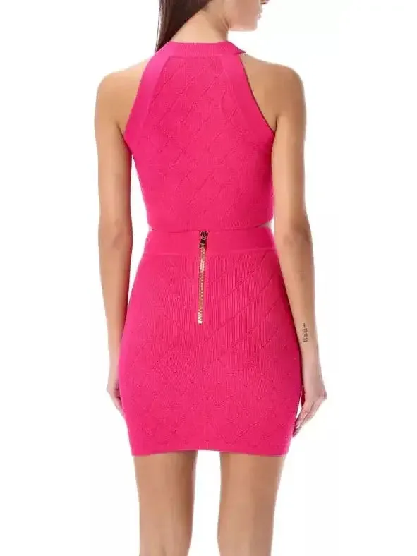 Button Knit Tank Top, Fuchsia Pink