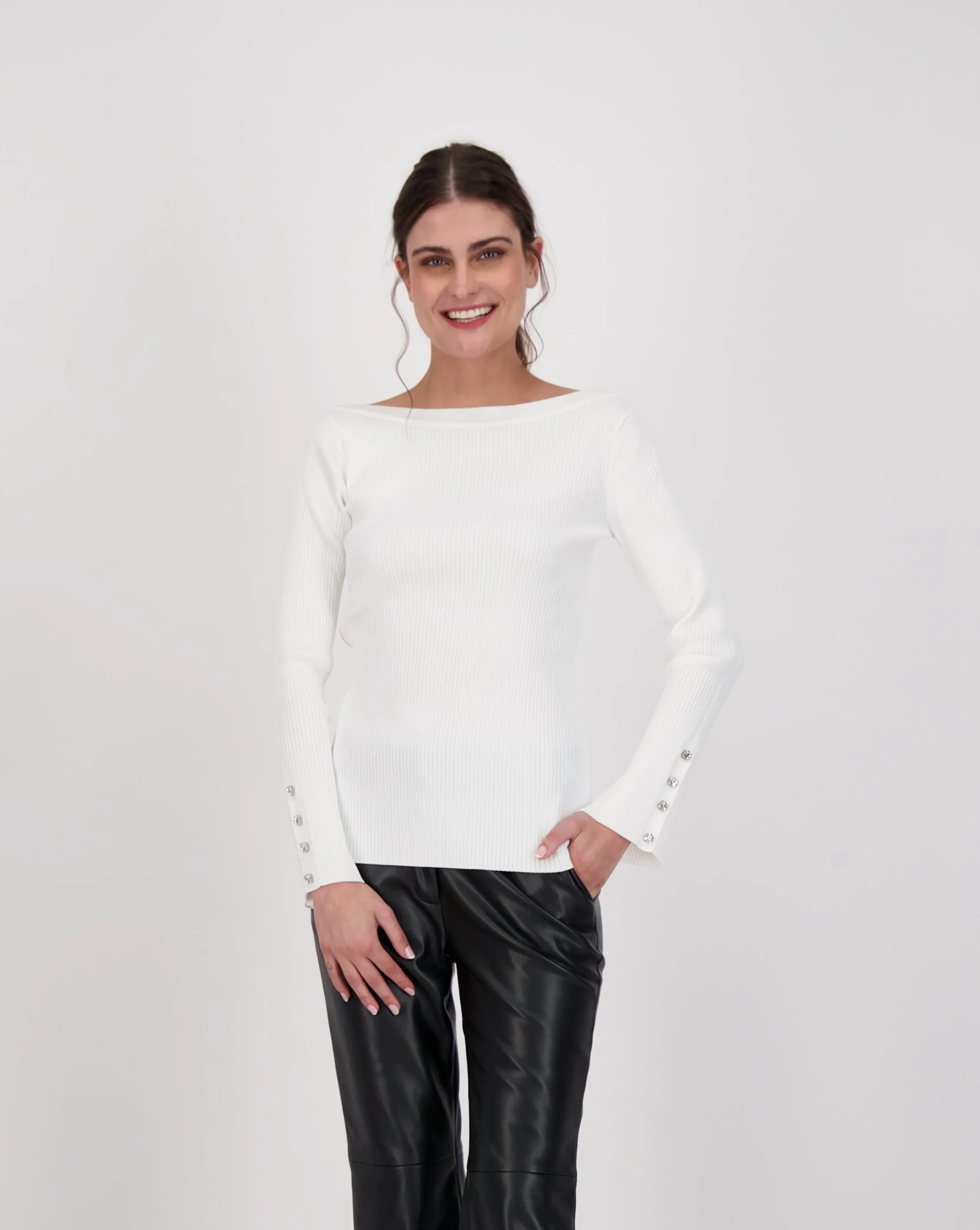 Buttoned Sleeve Knit Top