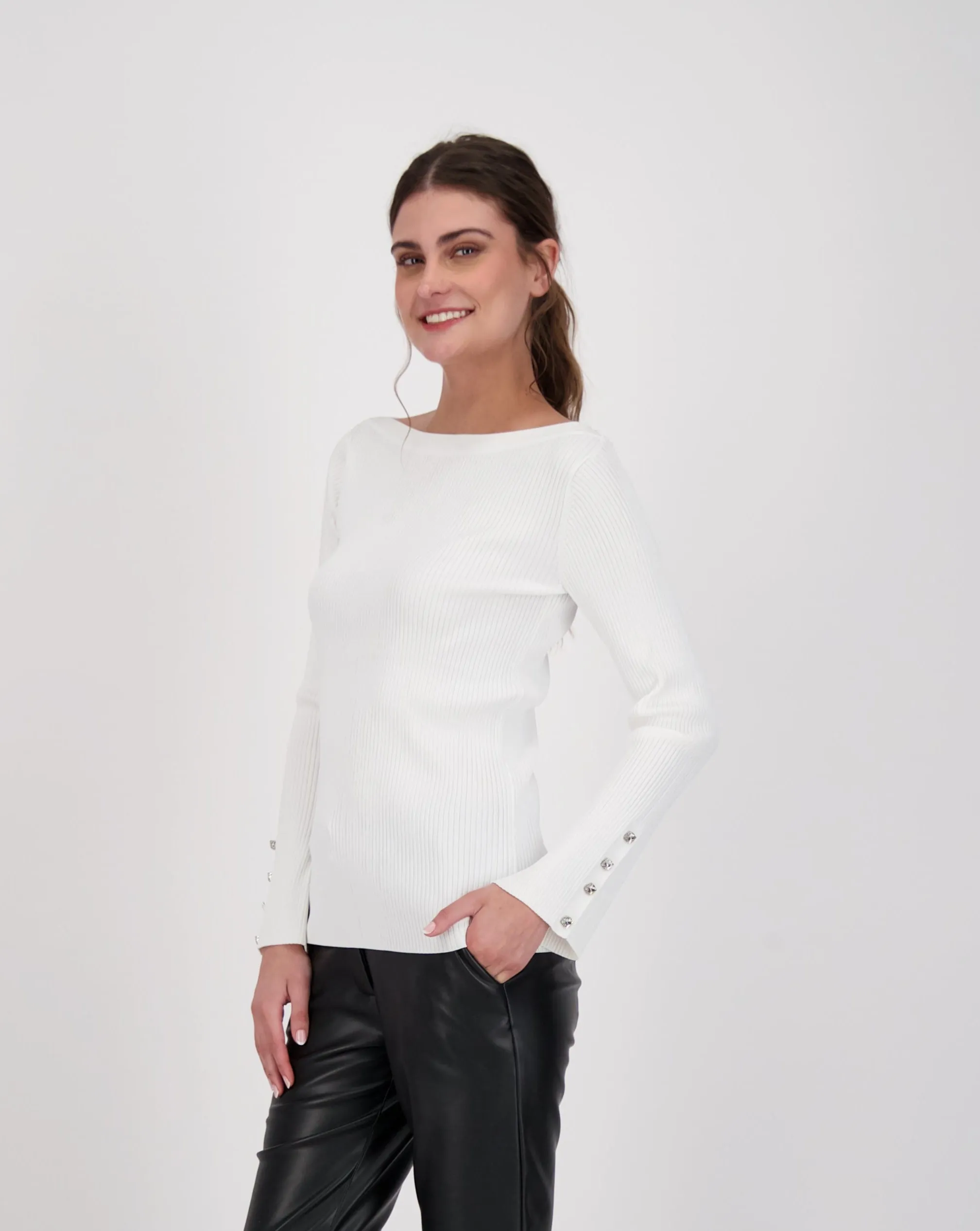 Buttoned Sleeve Knit Top