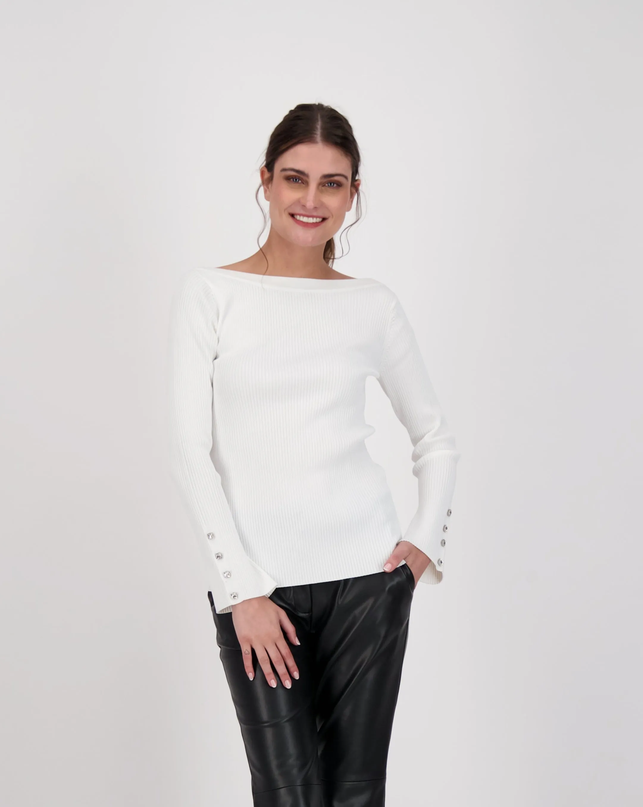 Buttoned Sleeve Knit Top