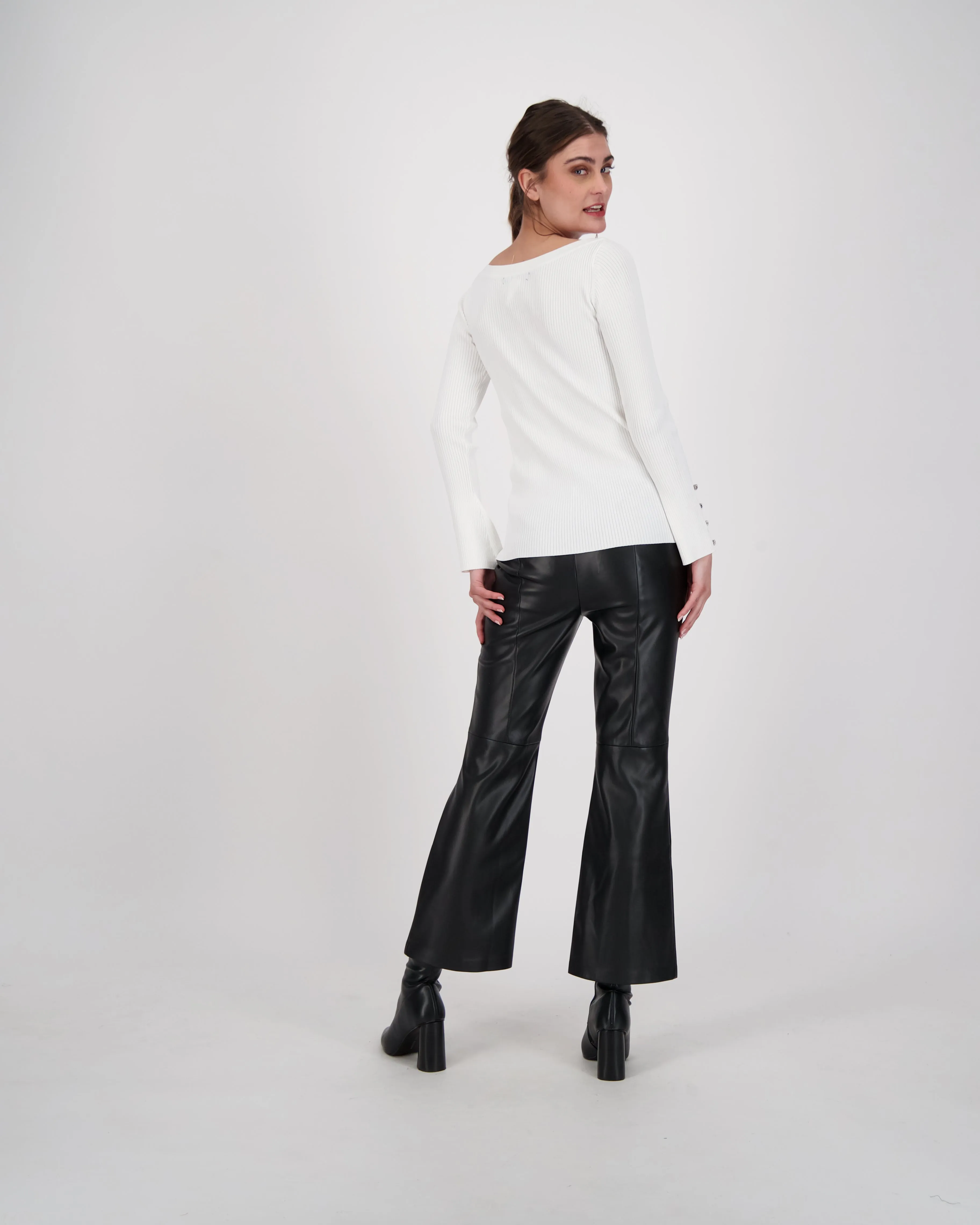 Buttoned Sleeve Knit Top