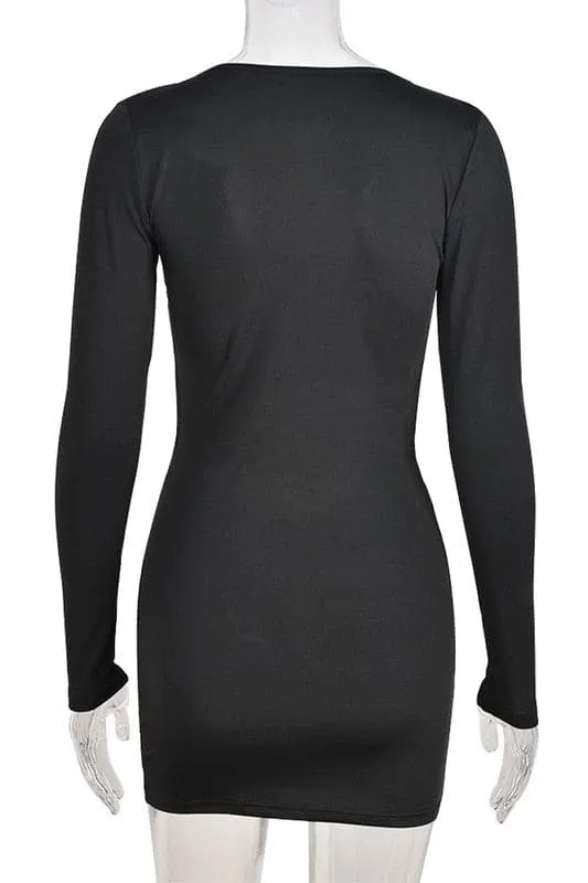 BX385 Cutout Waist Bodycon Mini Dress