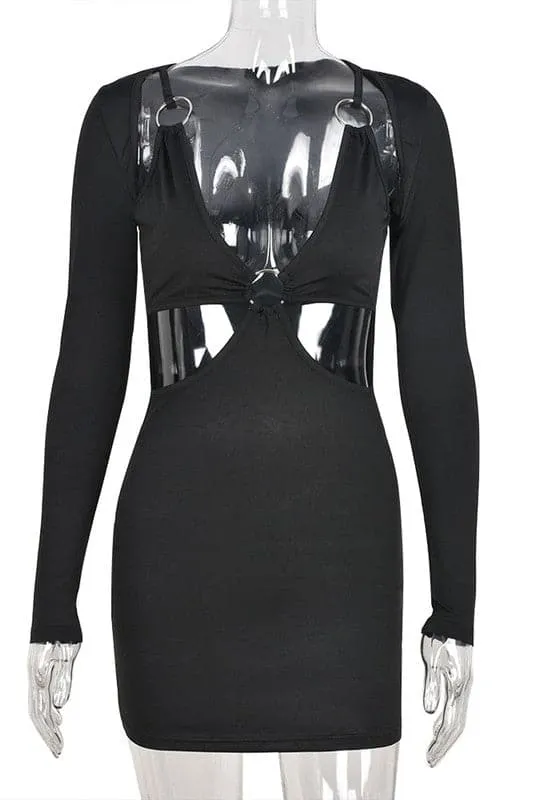 BX385 Cutout Waist Bodycon Mini Dress