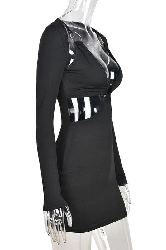 BX385 Cutout Waist Bodycon Mini Dress
