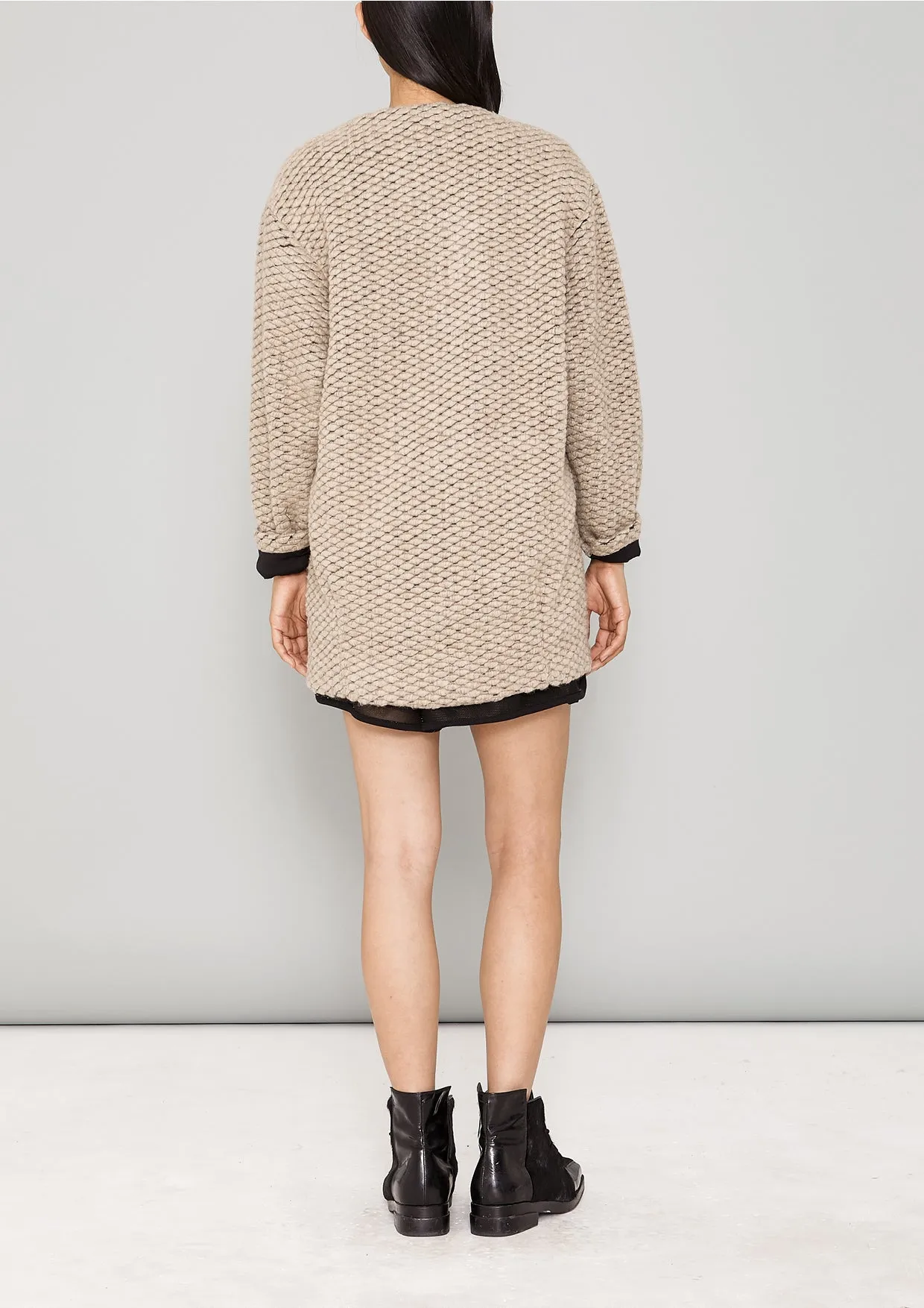 CARDIGAN - WOOL BLEND KNIT beige