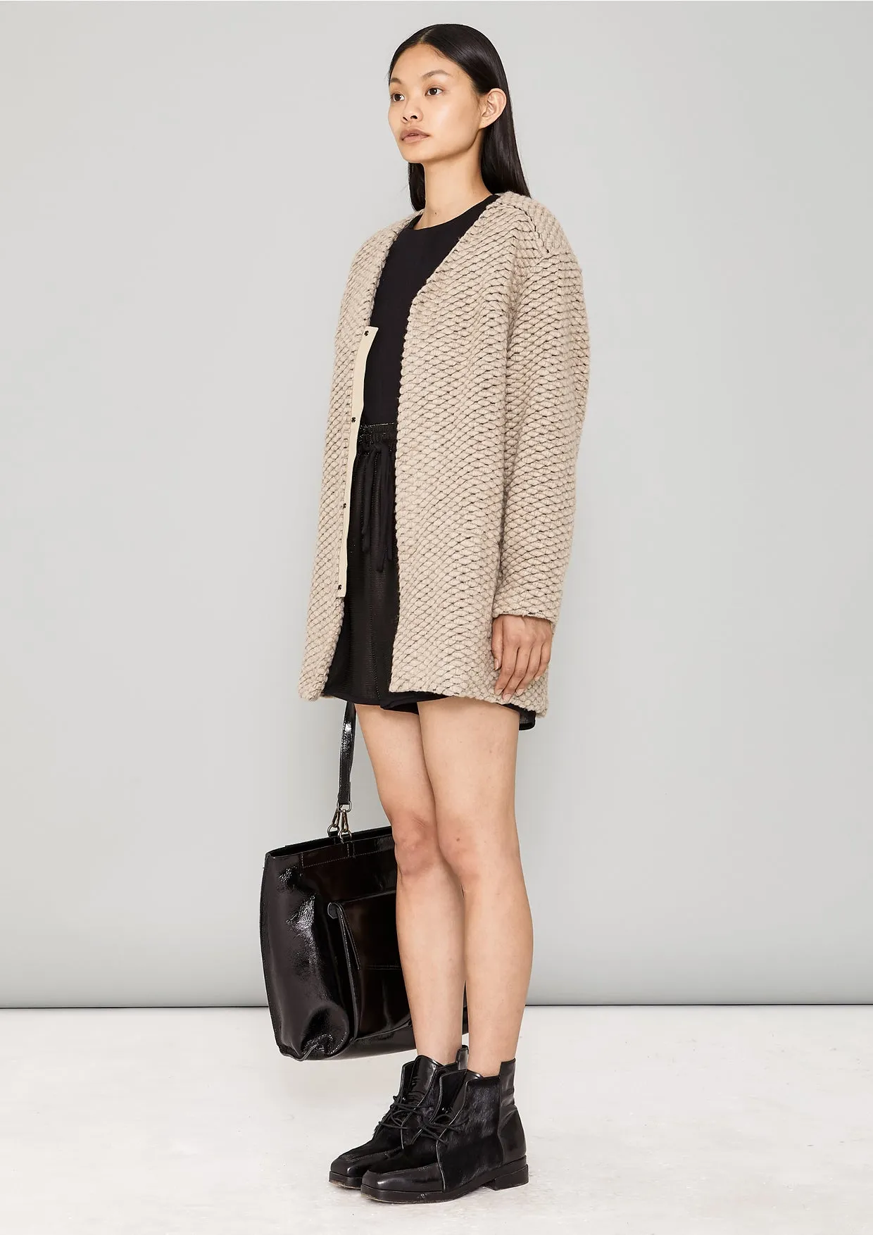 CARDIGAN - WOOL BLEND KNIT beige