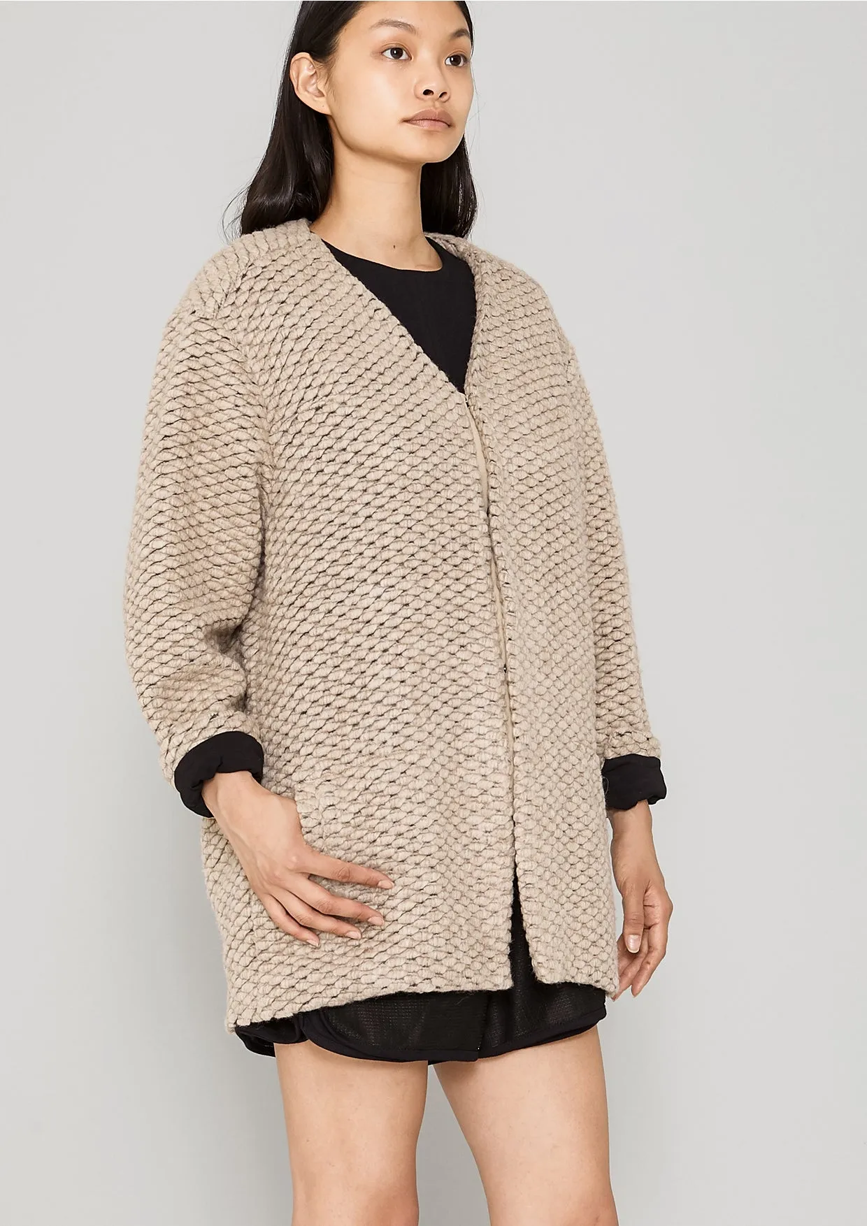 CARDIGAN - WOOL BLEND KNIT beige