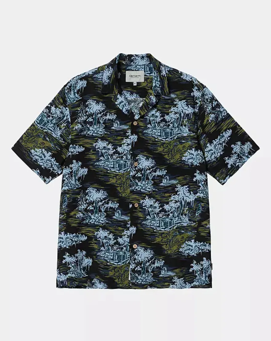 Carhartt WIP Bayou S/S Shirt Bayou Print, Midnight Black