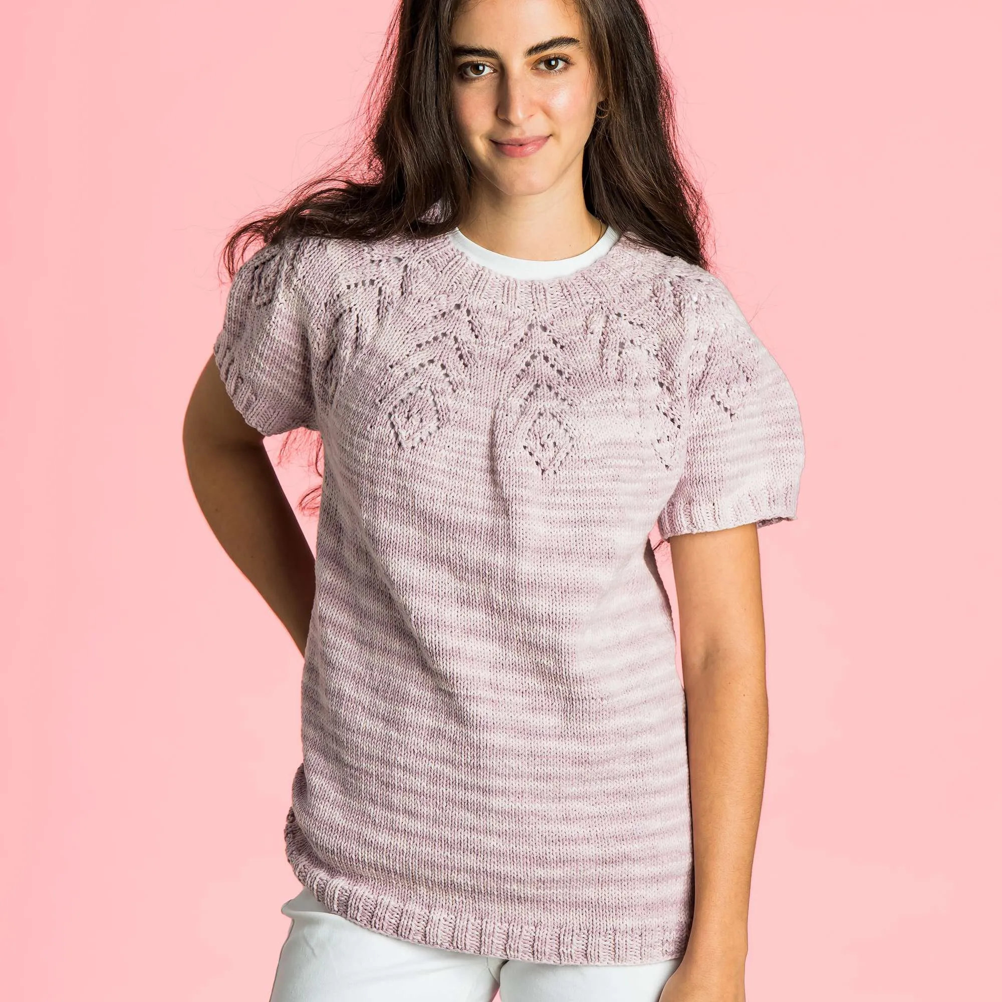 Caron Knit Lace Yoke Tee