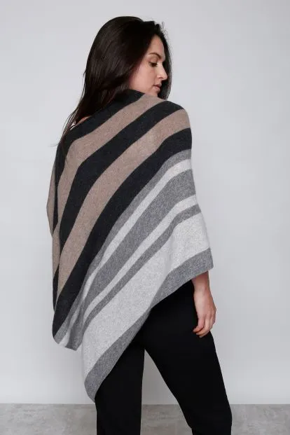 Cashmere Poncho Engineered Multi Stripe