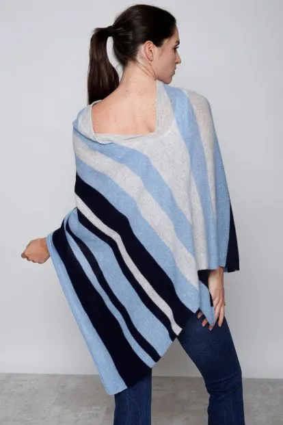 Cashmere Poncho Engineered Multi Stripe